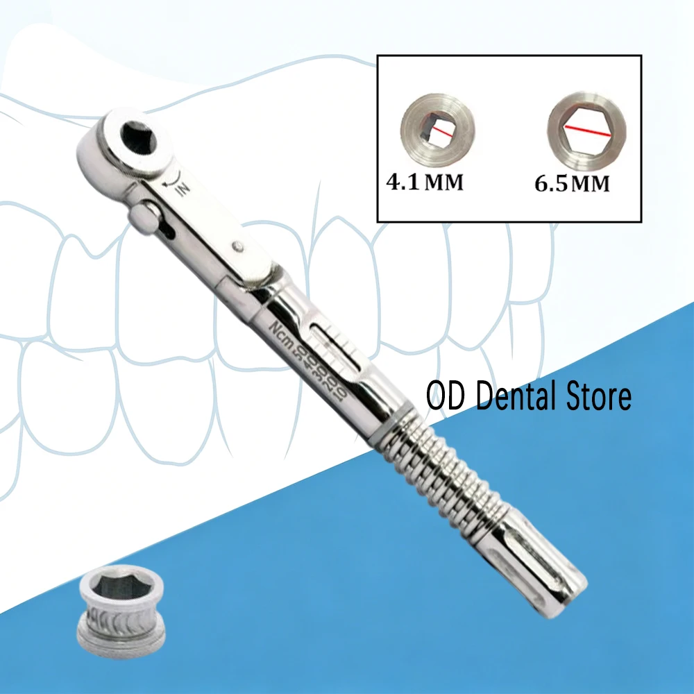 Stainless Steel Dental Implant Ratchet Torque Wrench 10.5mm 10-50 Ncm Drivers Surgical Kit Implant Osseointegration Tool