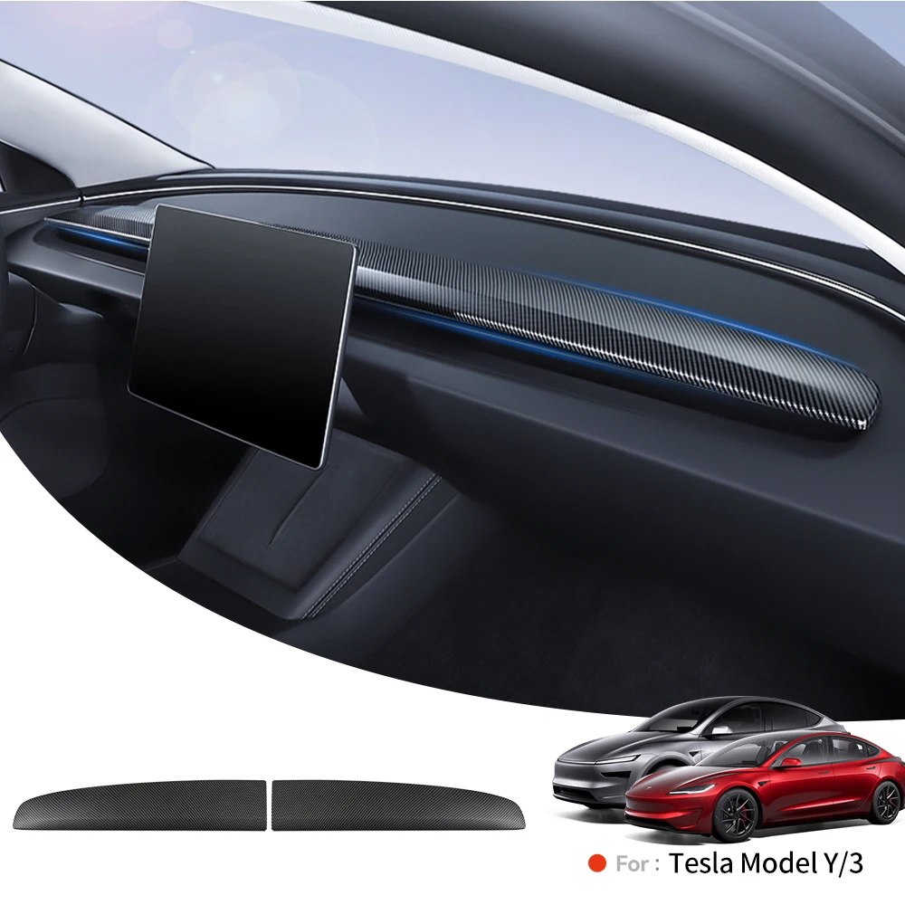 

YZ For Tesla Model 3 Y Highland Juniper 2025 ABS Dashboard Panel Trim Strips Instrument Stickers Car Protector Pad Accessories
