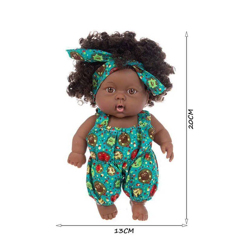 

New 8-inch African Black Doll Cute Simulation Doll 20cm Vinyl Rebirth Doll Children's Doll Gift