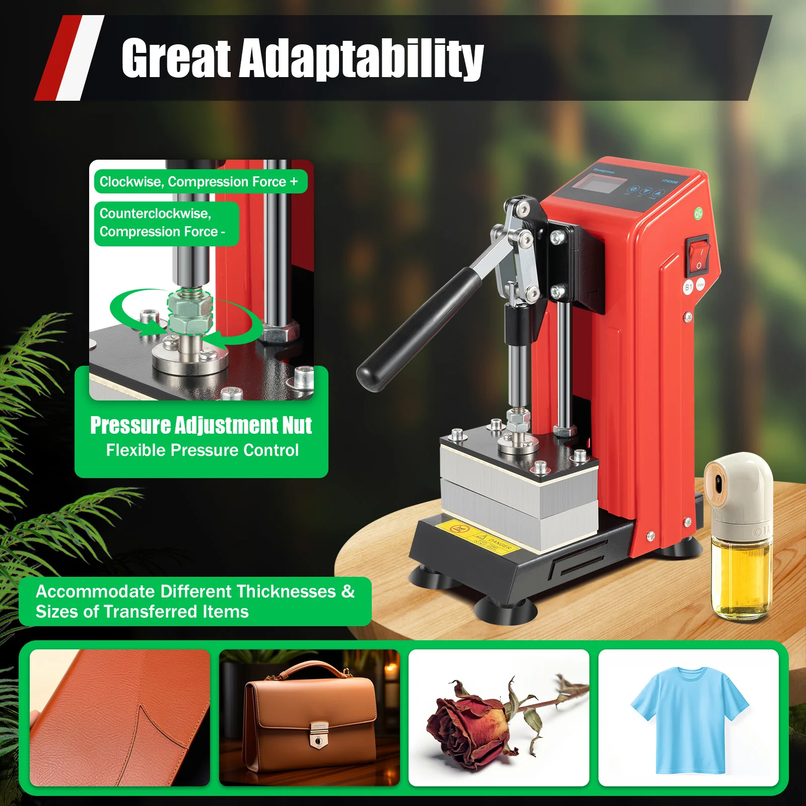 

Ручной термопресс мощностью 900 Вт с длинной ручкой, ручной пресс с нагревательной пластиной 2,36*4,72 дюйма и 0-400 ℉ Температурная диапазон