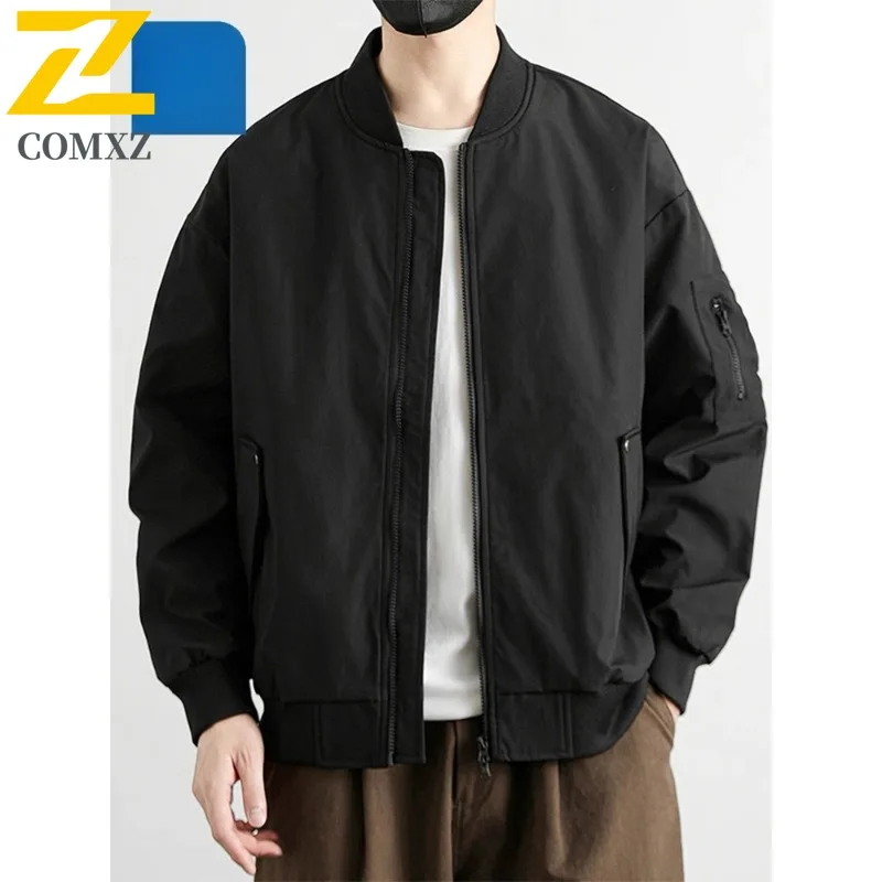 

Men Jacket Outdoor Baseball Collar Windproof Lightweight Coat Autumn Korean Loose Casual Trendy Versatile Coat for Hiking Sports