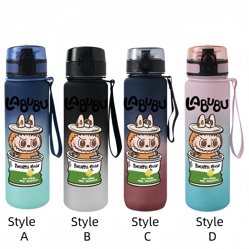 LABUBU 650ml Cartoon Characters Portable Water Cup Large Capacity Sports Outdoor Plastic Leak-proof Water Bottle Children's Gift