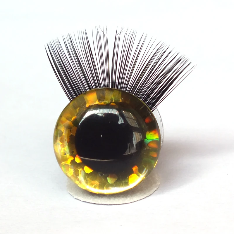 20pcs Toy Eyes With Eyelash 12-30mm Eyelashes 3D Safety Glitter Toy Eyes Eyelash For DIY Plush DIY Doll Making