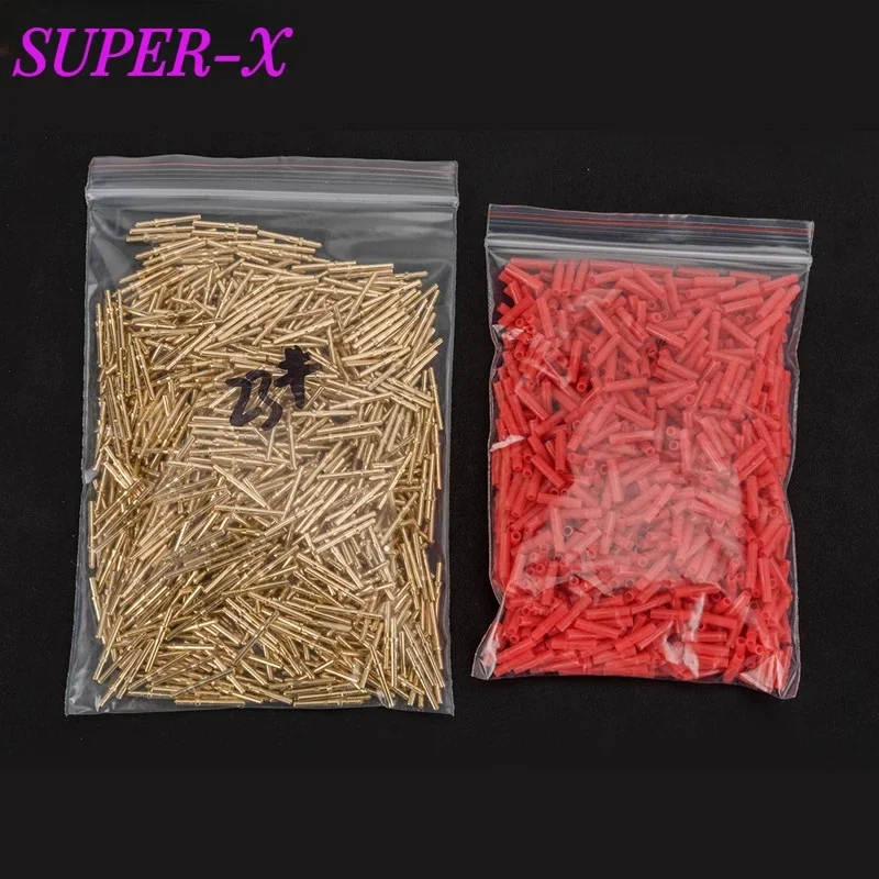 

1000set Dental Small Brass Pins1.6mmX18mm with Red Plastic Sleeves Conjunction Brass Die Model Section Work Dental Tools