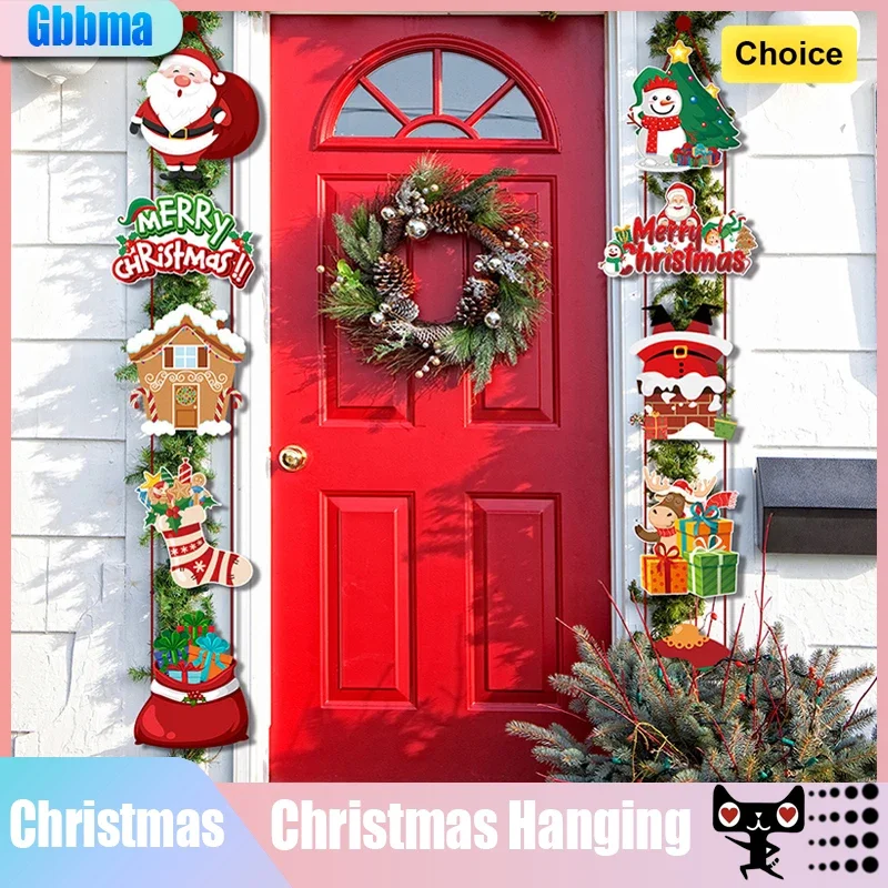 

2024 NEW Merry Christmas Hanging Door Banner Santa Claus Snowman Couplet Christmas Decorations，Simplicity christmas ornaments