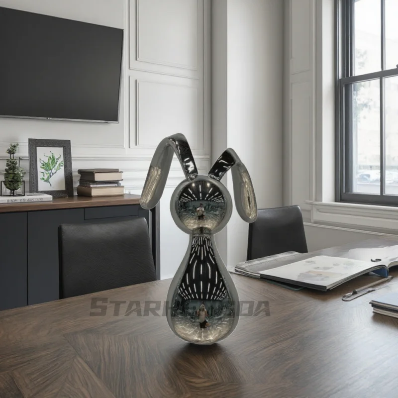 Stainless steel office Front desk Hotel Lobby Living room Conference Hall Corridor desktop rabbit sculpture art decoration