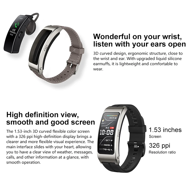 Huawei B7 Sports Smart Bracelet AMOLED Screen Blood Oxygen Heart Rate Health Monitoring Bluetooth Headset Smartwatch