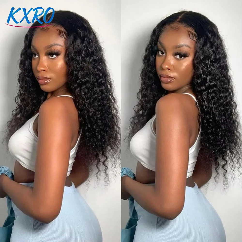 40 Inch 13x4 Hd Lace Frontal Wig For Women Kinky Curly Human Hair Wigs Brazilian PrePlucked Jerry Curly Water Wave Lace Front Human Hair Wigs On Clearance Sale For Women Pre Plucked Black Wig Party Work Daily Life