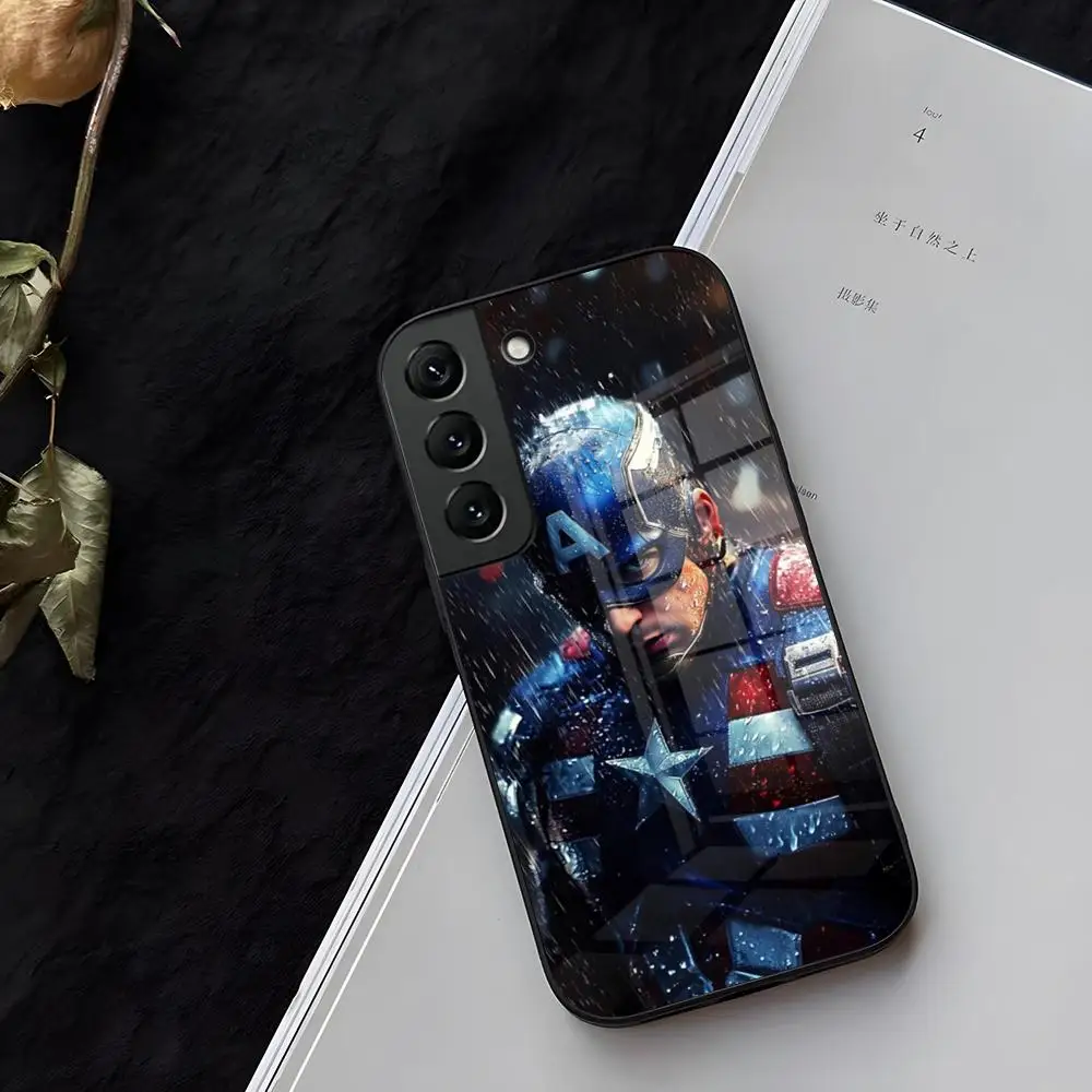 Captain America Handyhülle aus Glas für Samsung Galaxy S21 S26 S25 S22 S20 S24 S23 Ultra Fe Plus A16 A34 A54 A24 Coque