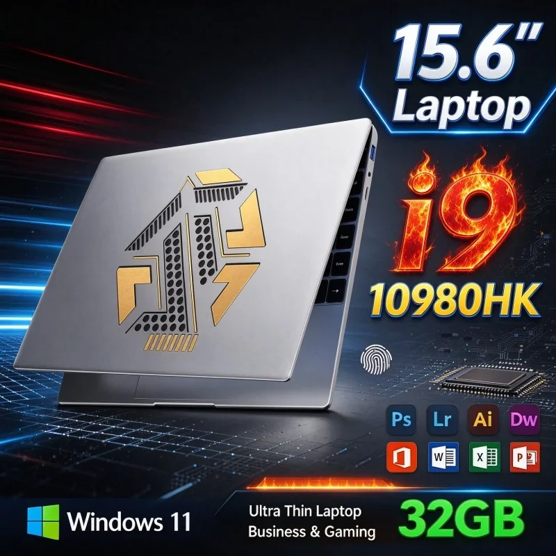 New 15.6'' Inch Notebook Intel I9 10980HK FHD Ultra Thin Laptop 32GB RAM 1TB&2TB SSD Windows11 PC For Office Student Gaming Use