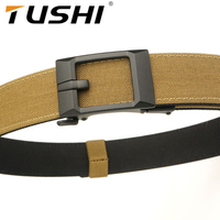 TUSHI Brand 3.5 Wide Belt Men's Automatic Buckle Double layer Nylon Outdoor Leisure Plus Hard Hanging Gun Pants Belt