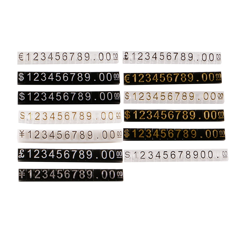 30 Pcs Combined Price Tag Transparent Dollar Euro Number Digit Cubes Stick For Clothes Jewelry Showcase Counter Price Display