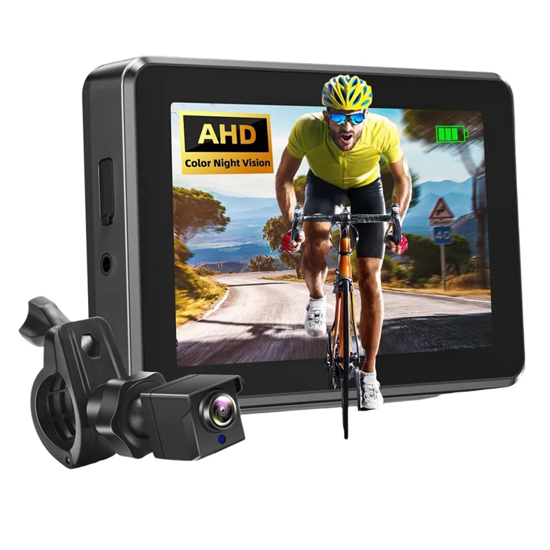 Night Vision Bicycle Rear View Camera 1080P With 4.3