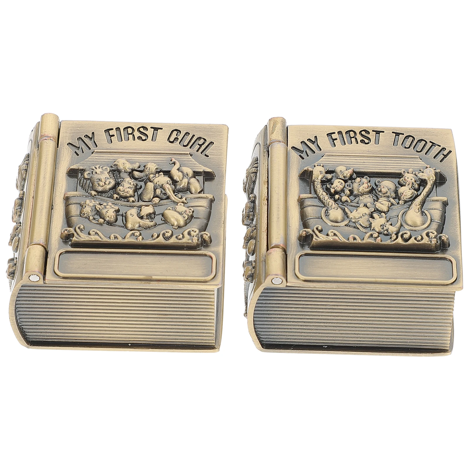 

2 pcs Baby Teeth Storage Box Metal Keepsake Cases for Kids Milk Tooth Container Gift Ideas Christmas Birthday Decor