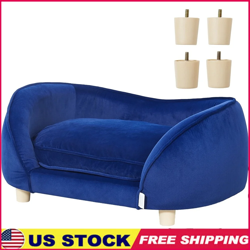 

Comfortable Pet Sofa Plush Dog Bed Supports Up to 81 lbs Wooden Frame Scratch Resistant Velvet Dog Couch Ideal Dogs Cats