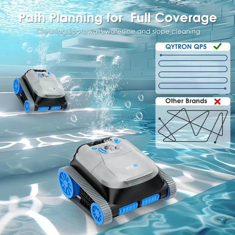 NIXBOT QP5 Robotic Pool Cleaner, Cordless Pool Vacuum for Inground Pools, Dual-Motor Turbine System, Robotic Pool Vacuum