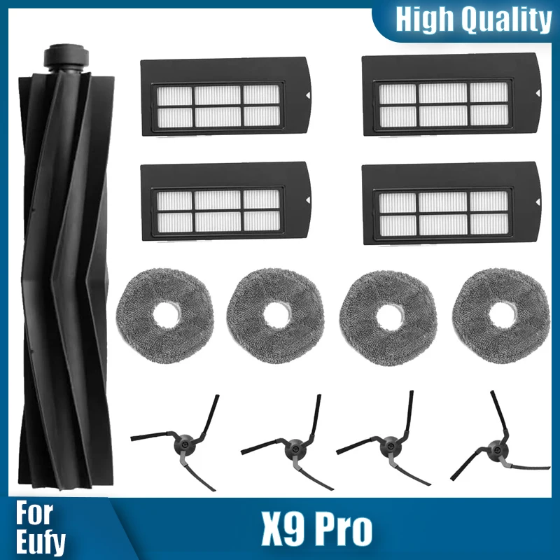 

Replacement Kit for Eufy X9 Pro Robot Vacuum Cleaner Spare Part Main Brush Side Brush HEPA Filter Mop Cloth Accessories