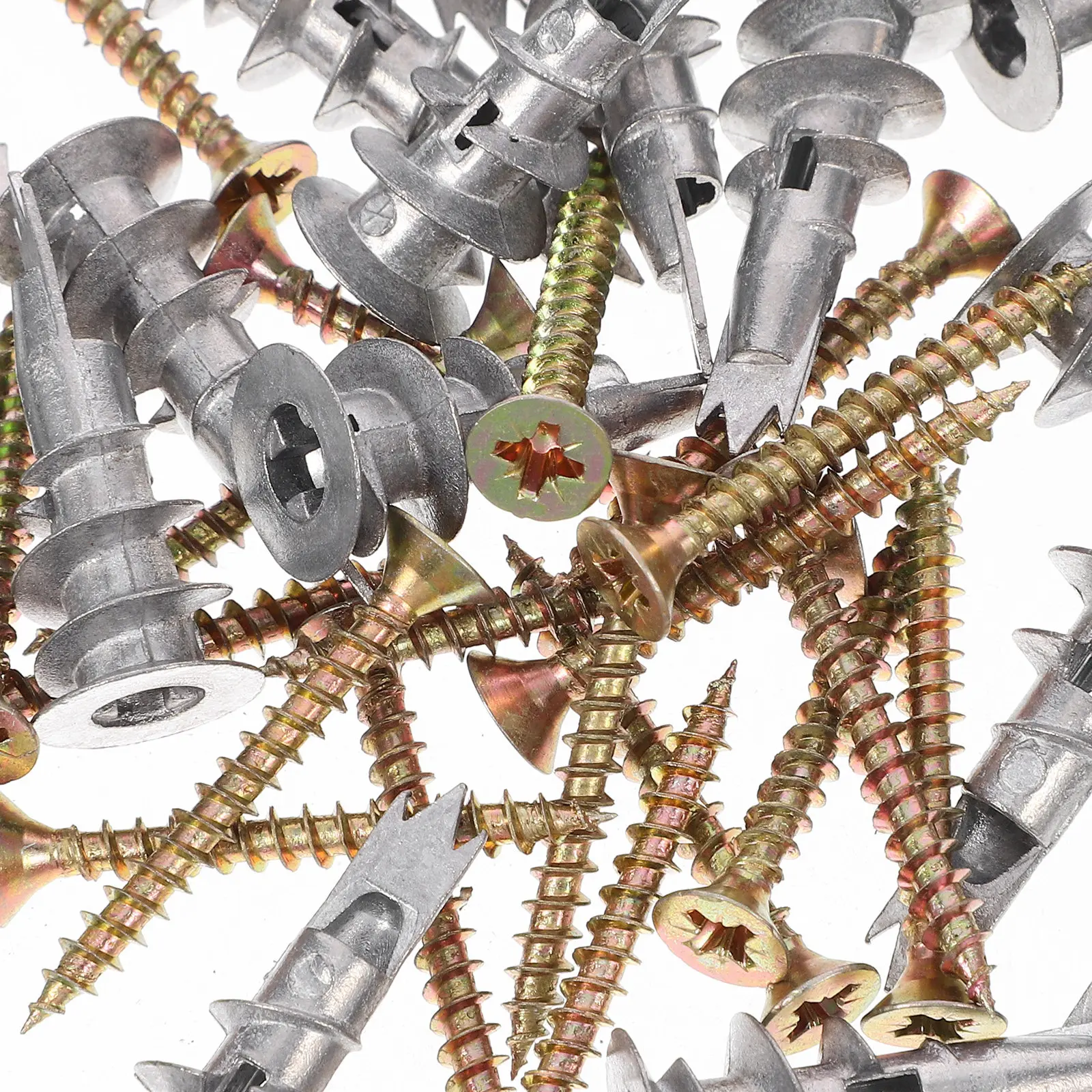 20Sets Zinc Alloy Spiral Drywall Anchors Screw Set Hollow Wall Anchors for Bathroom Kitchen Shelves Mounting Hollow Wall Anchor