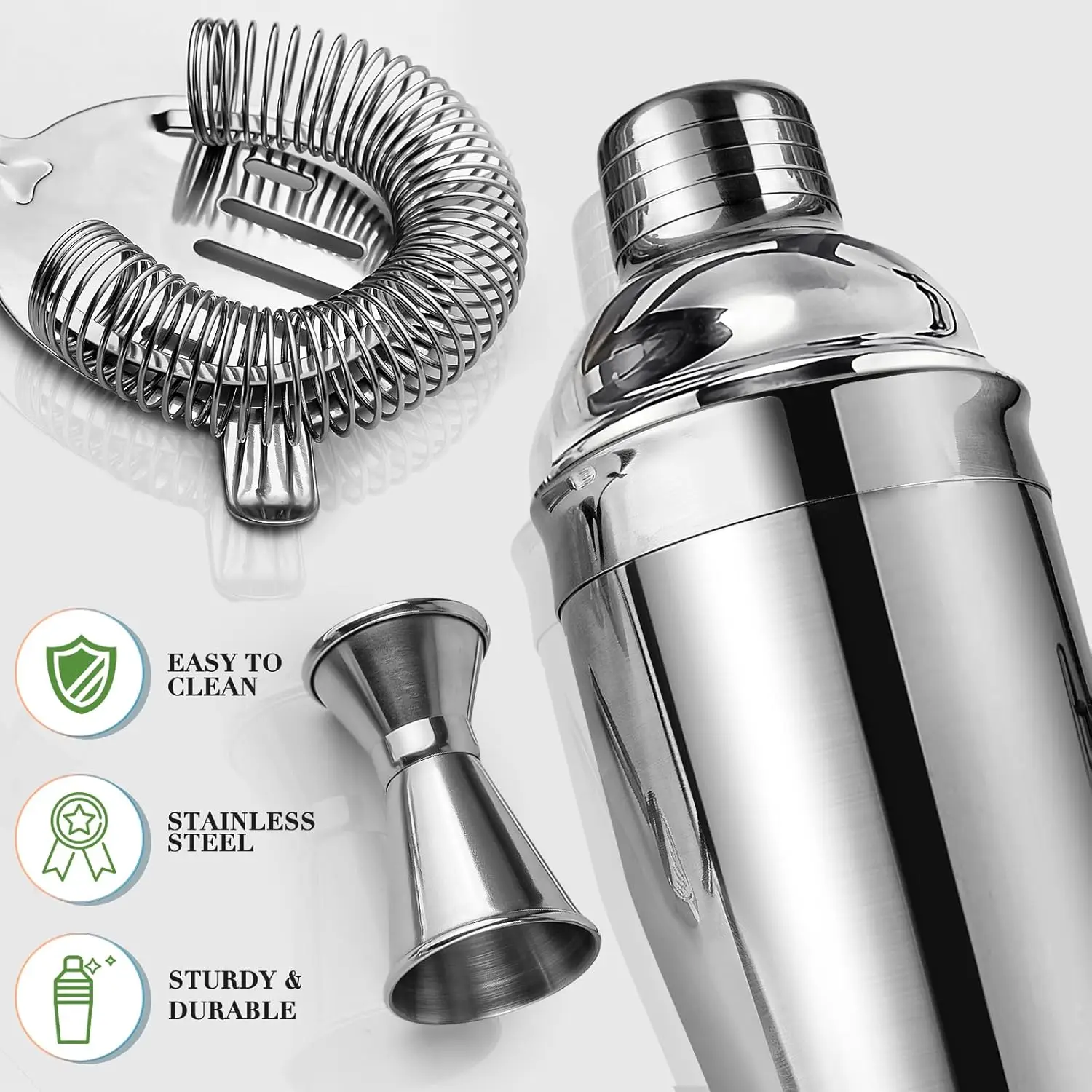 16Pcs Stainless Steel Barware Quality Bartender Cocktail Making Kit Cocktail Shakers