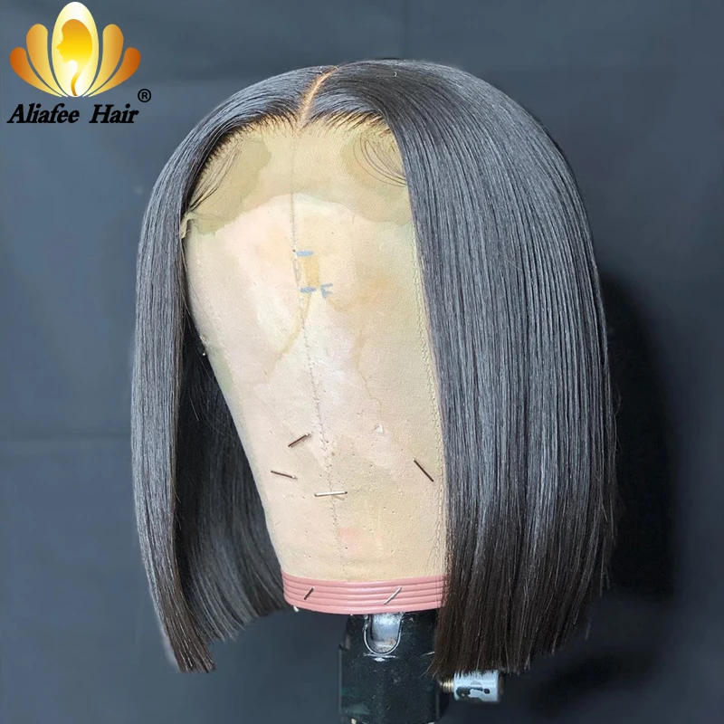 Perruque Bob courte blonde pour femme, document blond agaçant, dentelle complète 13 age transparente, perruques de cheveux humains, densité 180%