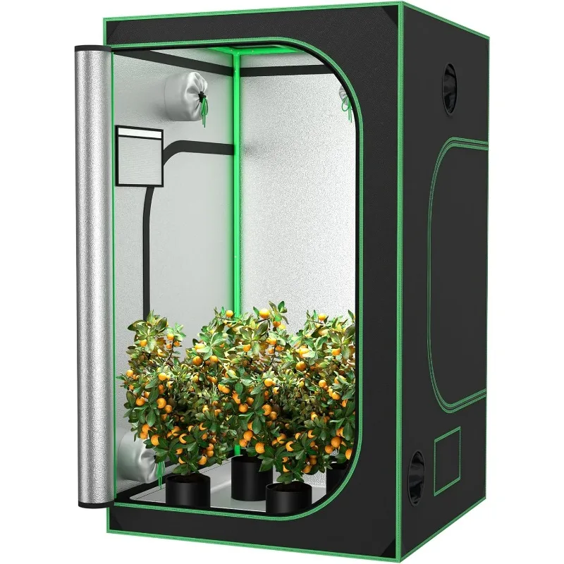 4x4 Grow Tent with Observation Window and Floor Tray, Mylar Hydroponic Reflective Lightproof Growing Room for Home Plant Growing