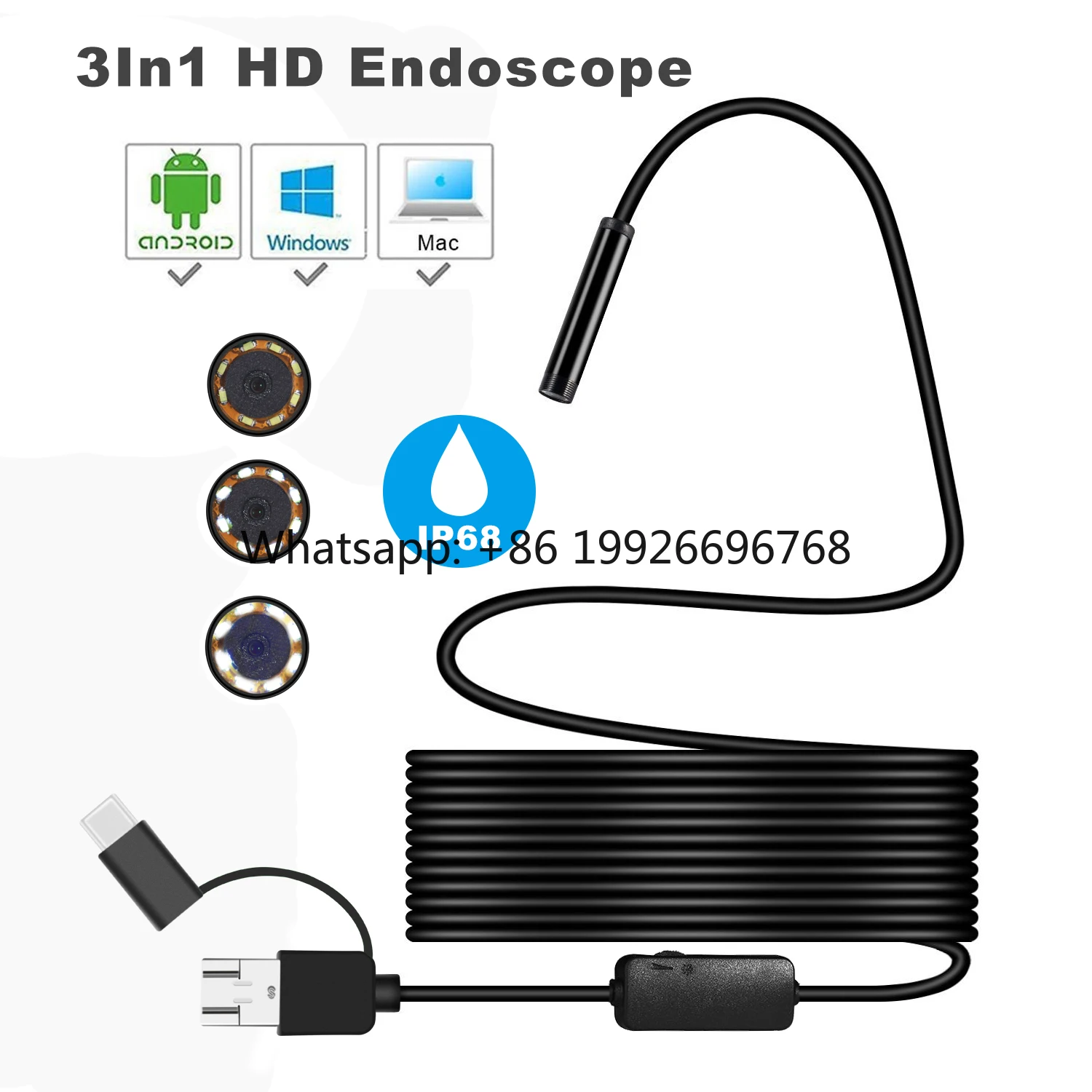 

Y101 Line Industrial Endoscope Camera USB Endoscope for OTG Inspection Camera with 8mm Camera Cable Length 1M, 3.5M,5M,10M