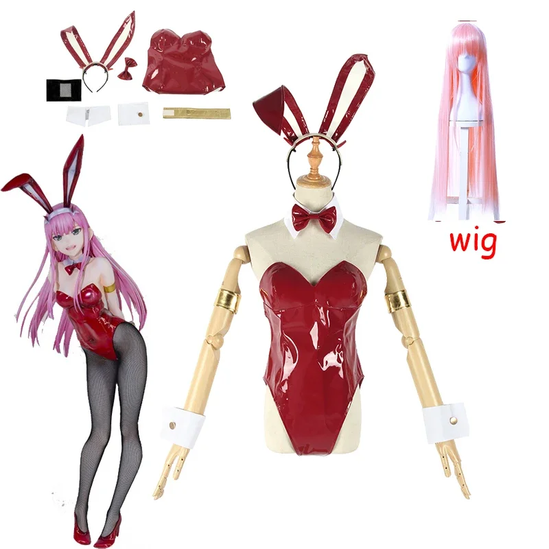 

DARLING in the FRANXX Zero Two Bunny Girl Anime Cosplay Costume 02 Sexy Women Jumpsuit Red Leather Suit Halloween Party