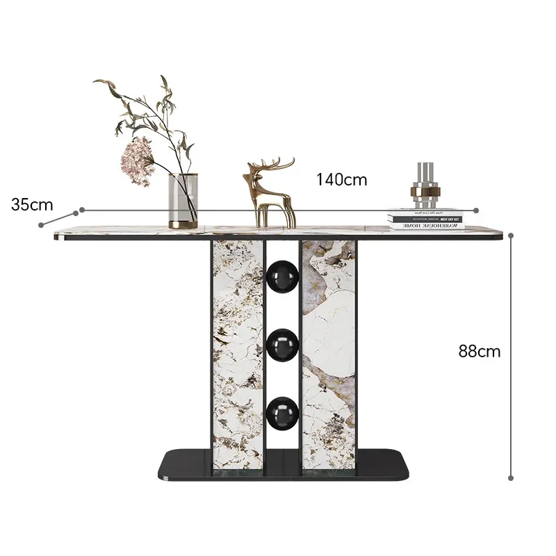 

Italian light luxury entrance , hotel villa corridor against the wall entrance table, simple rock slab stainless steel end vi