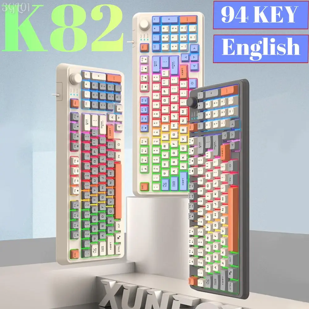 

Игровая клавиатура K82 с RGB-подсветкой, игровая клавиатура с USB-портом, персонализированная Проводная клавиатура для ноутбука, настольного ПК, геймера