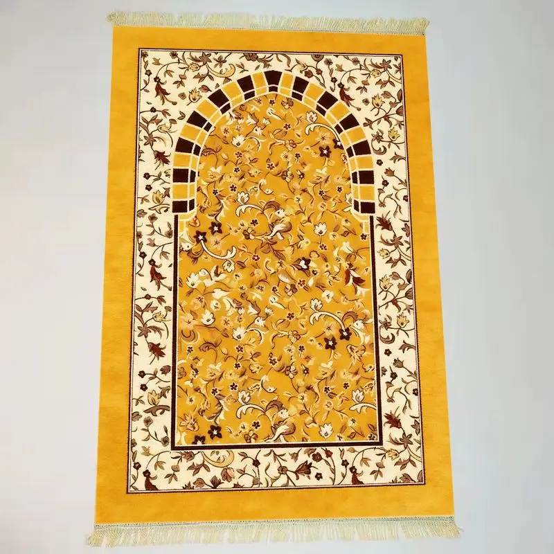 Persischer Blumenmuster-Ziegelmuster-Bogen Islamische Gebetsmatte Faltbare Tragbare Muslimische Janamaz Sajadah Teppich Rutschfest Ramadan Eid Geschenk