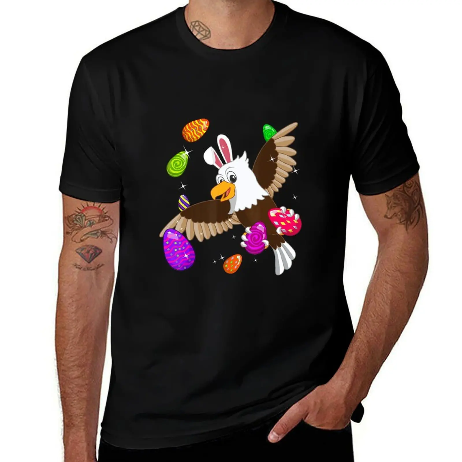 

Easter Bald Eagle Holiday Bunny Ears Colored Eggs T-Shirt sweat anime t shirts quick-drying man t shirt men workout shirt