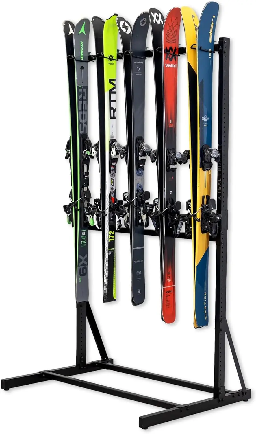 Freestanding Ski Storage Rack for Garage, 5 Ski and Pole Organizer Floor Stand, Heavy Duty, Fully Adjustable for All-Mountain