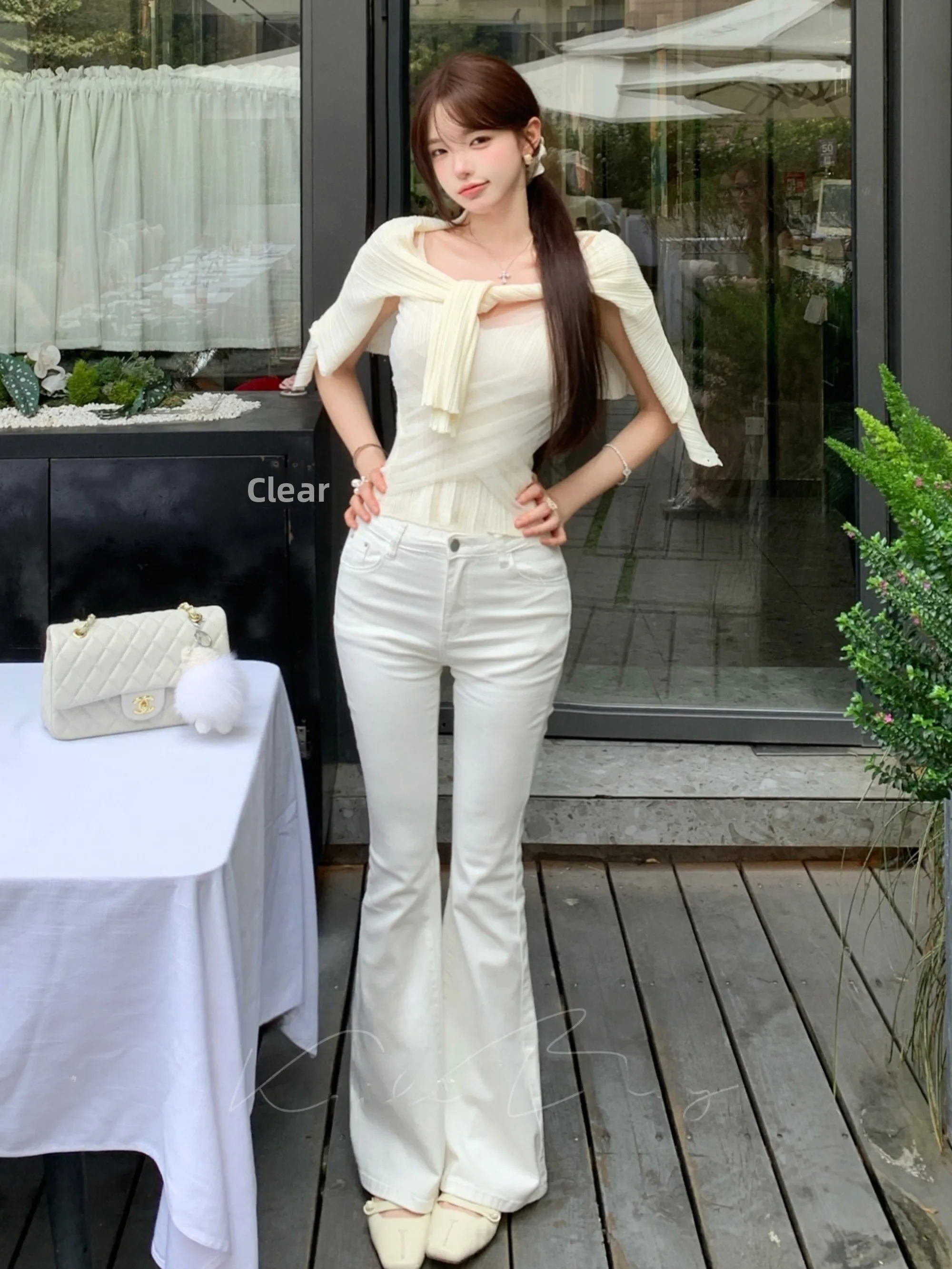 

Женские джинсы с высокой талией, облегающие, из хлопка, эластичные, с дизайном в виде сердечек и персиков, расклешенные штанины, весна-осень