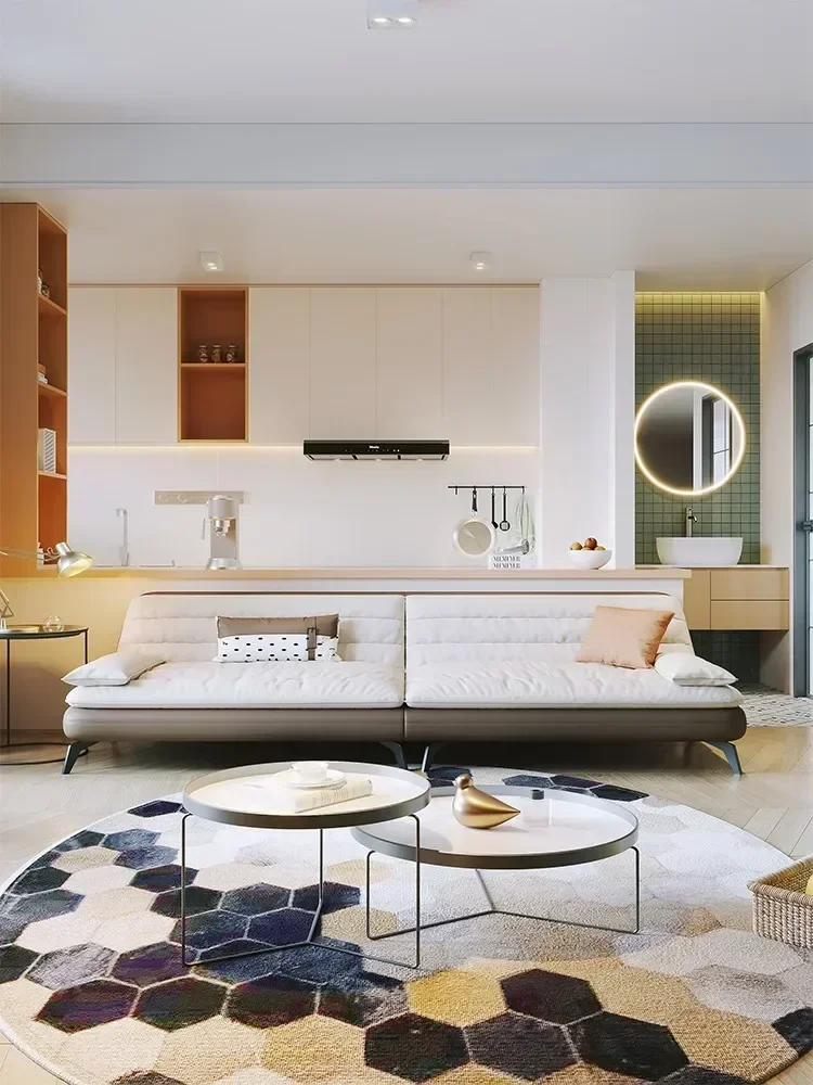 

Living Room Apartment Straight Row Four-Seat Latex Modern Minimalist