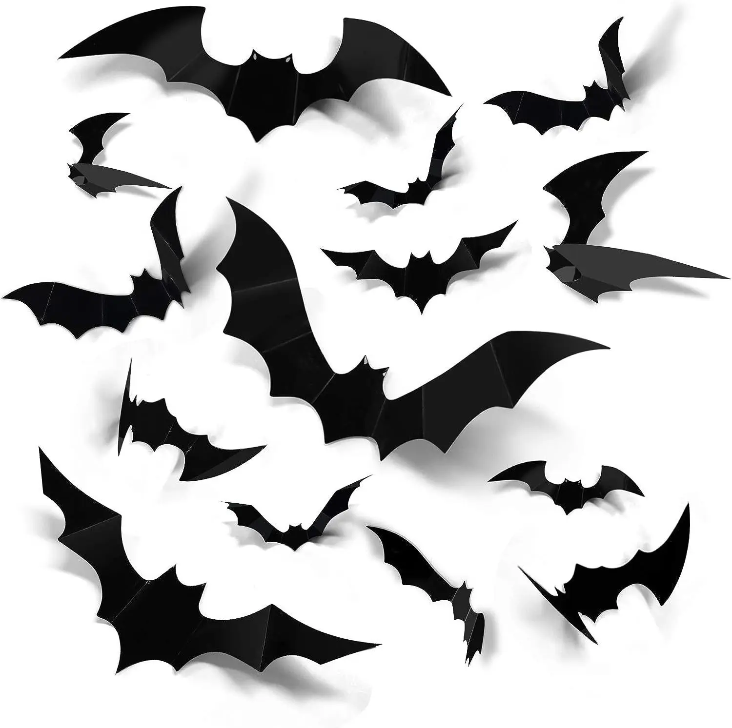 Halloween 3D Black Bat Wall Stickers Home Room Indoor DIY Decoration Scary Props Kids Party Favors Wall Decals Window Sticker