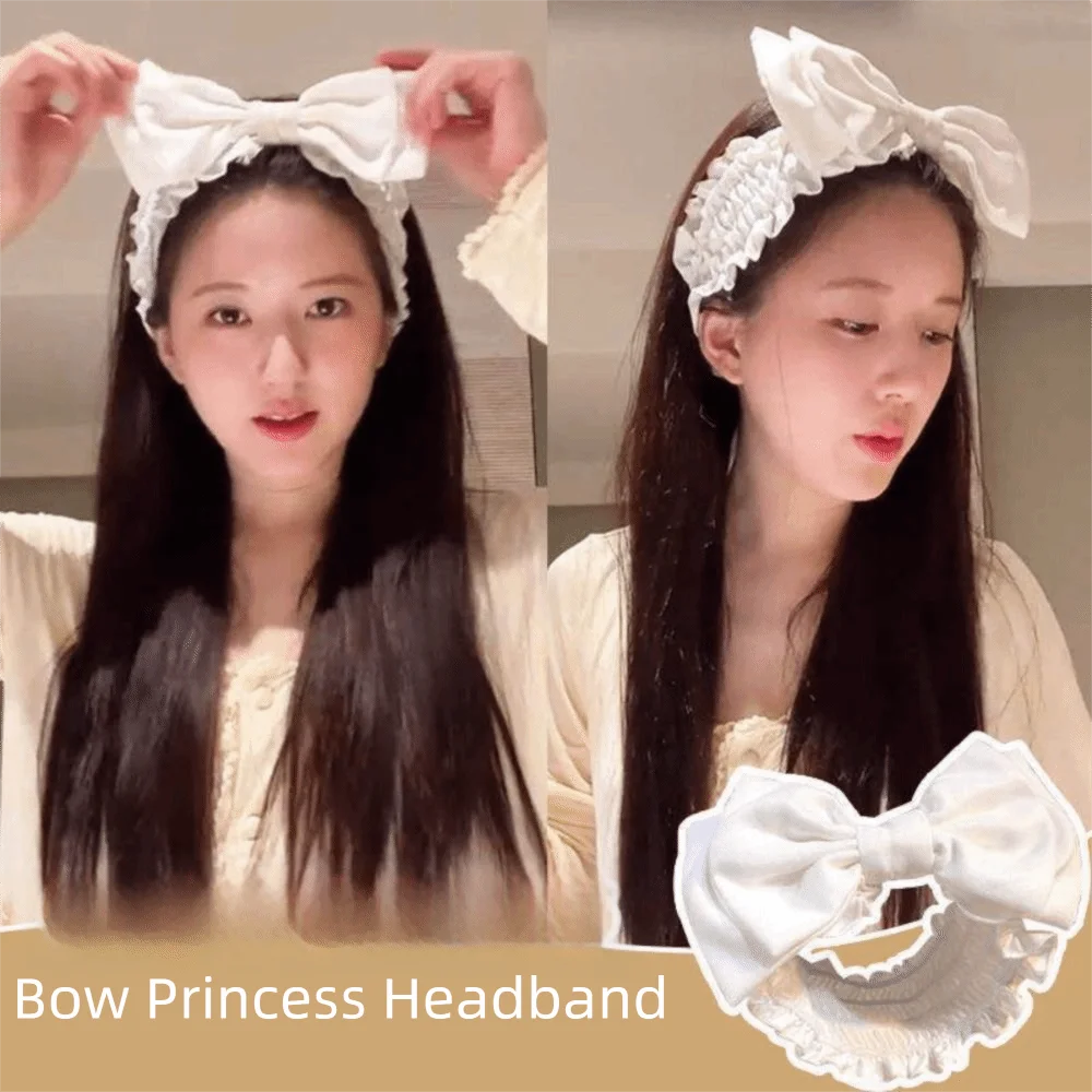 Durable Wash Face Bow Headband Double-layered Makeup Washing Face Hairband Versatile Solid Color Face Washing Tools Lady