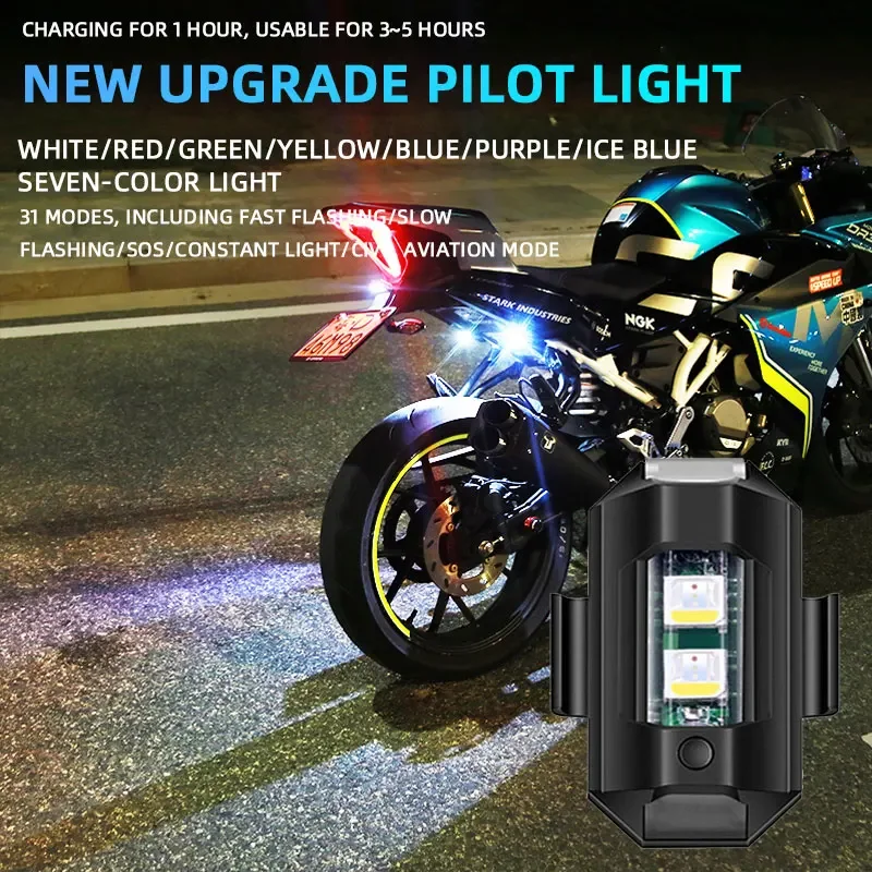 

LED Emergency Strobe Lights Kit, 7 Colors Aircraft Pilot Light, Hazard Warning Safty Flashing Signal Light, 6 Modes for Vehicles