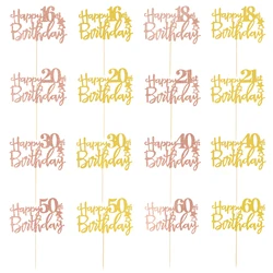 Happy Birthday Cake Decoration 16 18 21 30 40 50 60  Year Birthday Cupcake Topper Adult Party Baking Dessert Decor Supplies
