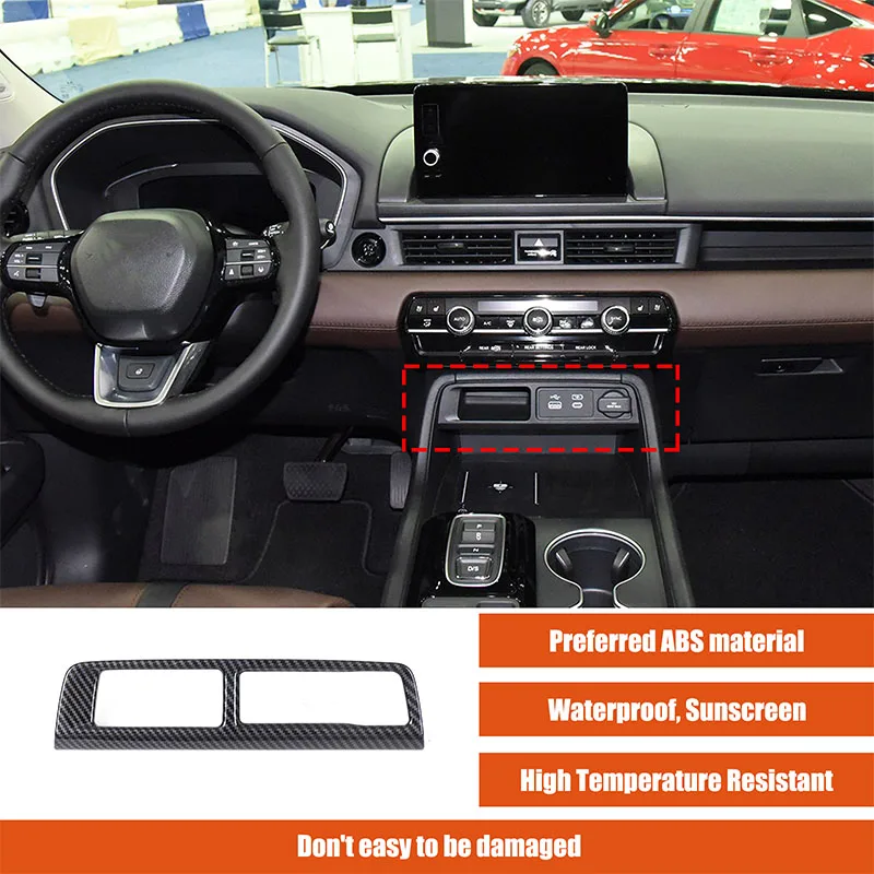 For Honda Pilot 2023-2024 ABS Carbon Fiber Style Car Center Control Cigarette Lighter Panel Frame Interior Accessories