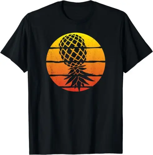  Retro Sunset Upside Down Pineapple Swinger Fun T-Shirt - MADE IN USA