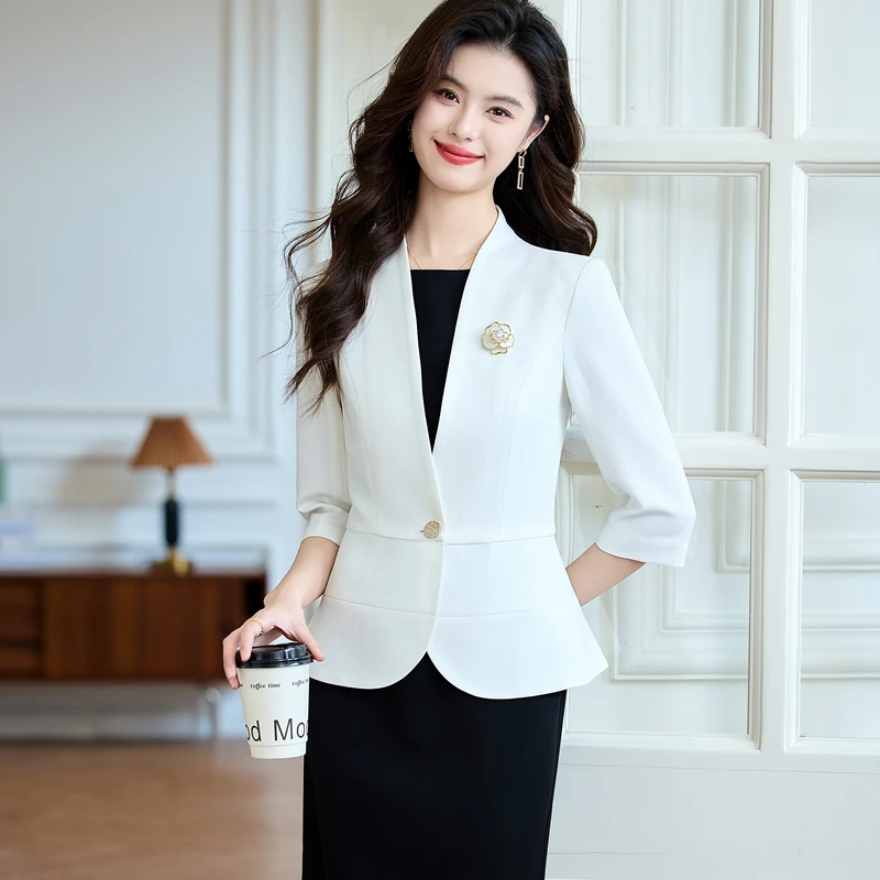 NAVIU Donne eleganti Primavera Estate Nuovo stile Abiti professionali Giacca e pantaloni slim con bottone singolo Abbigliamento da lavoro formale da donna da ufficio