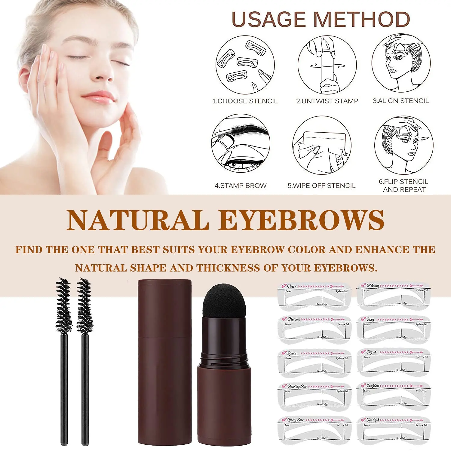 EyeBrow Stamp Shaping Kit maquillajes para mujer Eyebrow Stencils Waterproof Makeup For Women Natural Contouring Make up 1 set