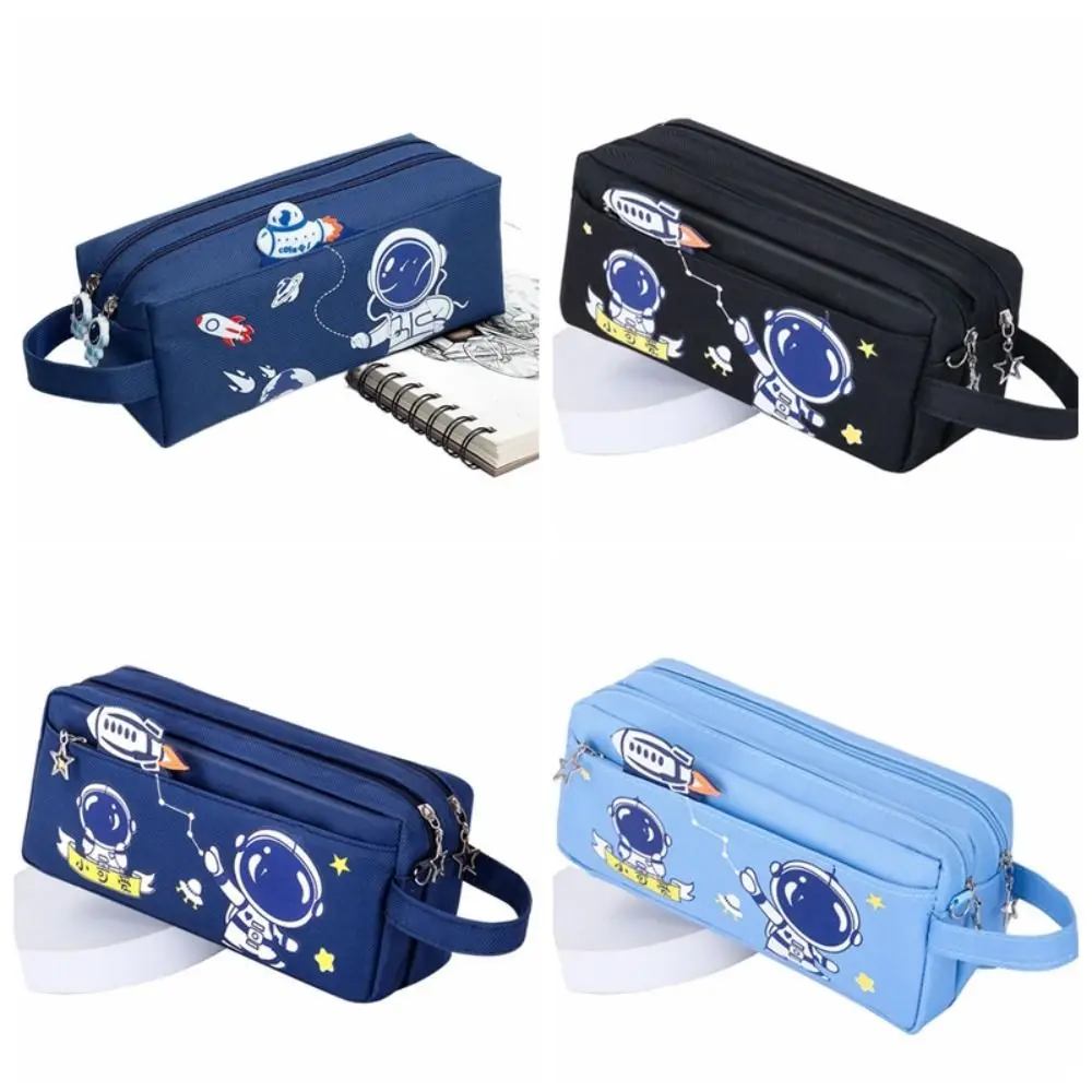 Imagem -03 - Cute Cartoon Space Astronaut Pencil Case Bolsa de Papelaria Portátil Bolsa de Armazenamento de Grande Capacidade