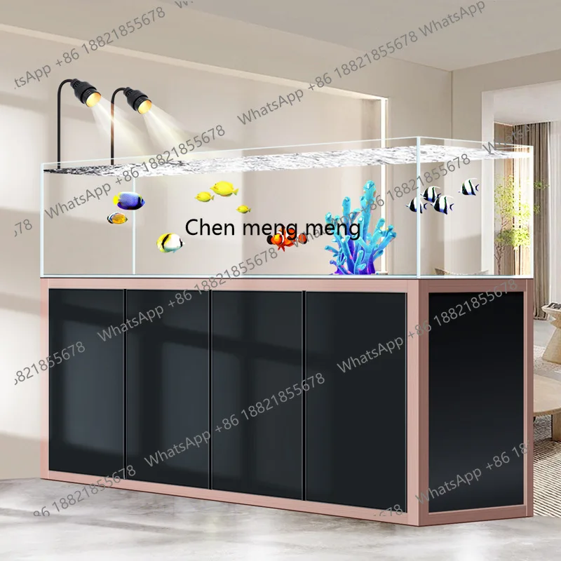 No pipe fittings in the tank, bottom filter fish tank, ultra-white glass on all sides adjustable water level Lanshou stream tank