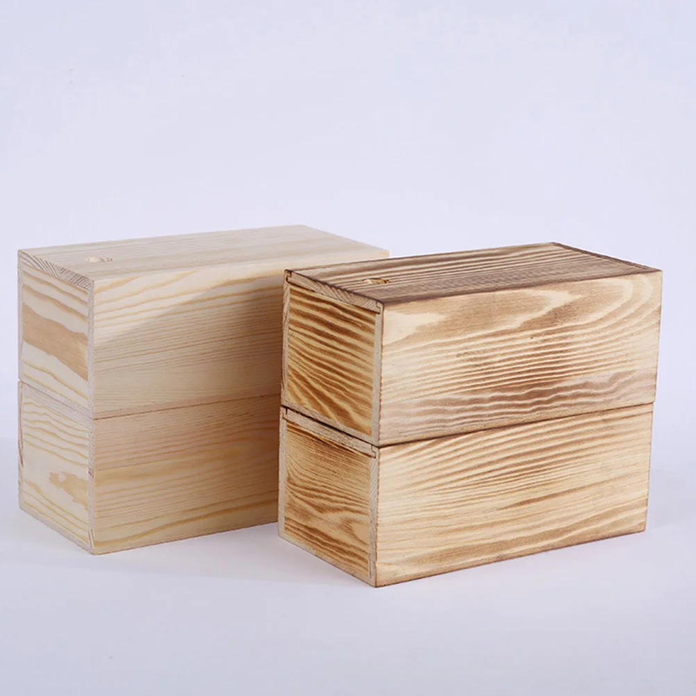 

4pcs Jewelry Box Wooden Boxes Storage Case Souvenir Container Charcoal Color Small Size Large Capacity Desk Organization Gift
