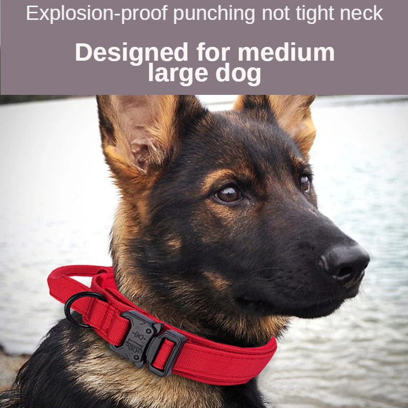 Durable Tactical Dog Collar  Nylon Military Dog Collar Leads For Medium Large Dogs German Shepherd Training Hunting