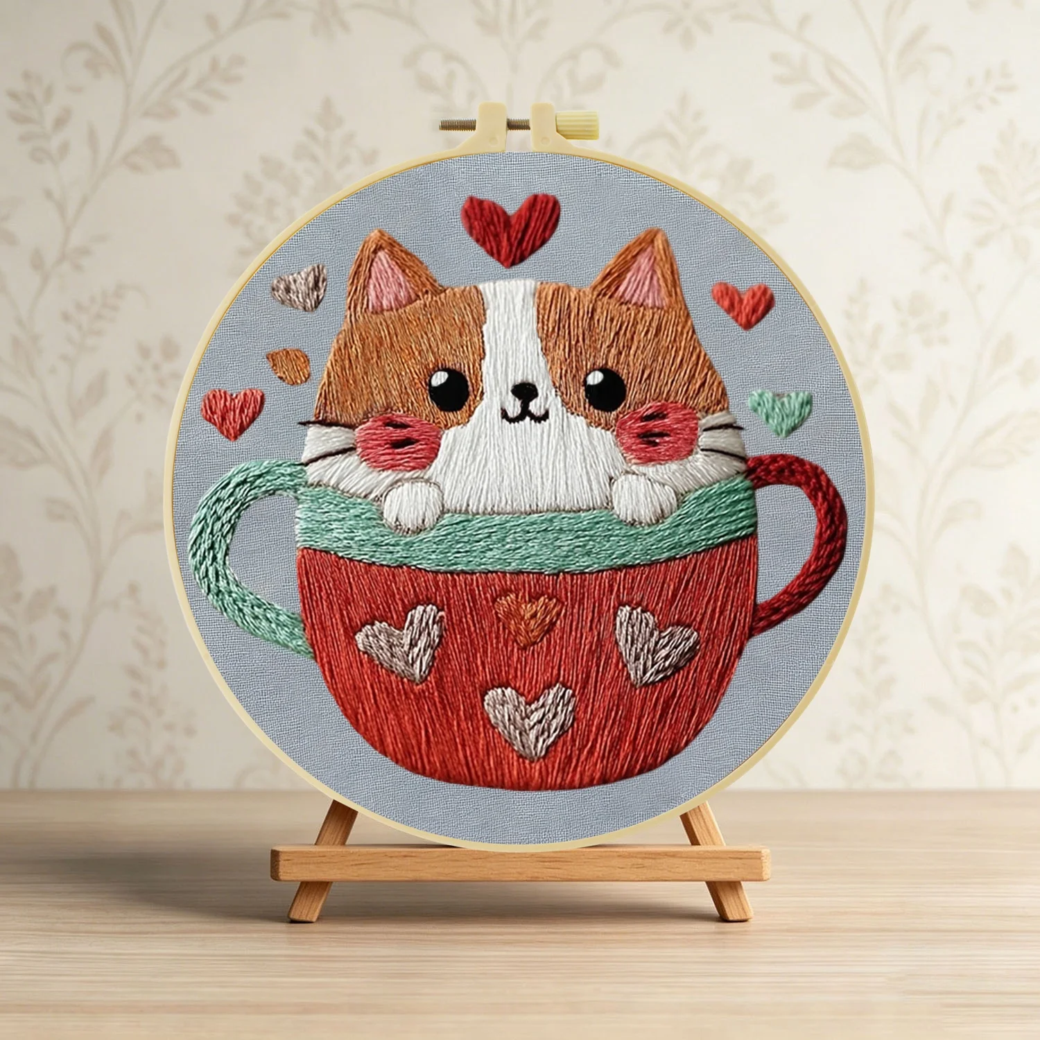 Cat in teacup 1PCS Diy Embroid - огляд і ціна Embroidery Cat
