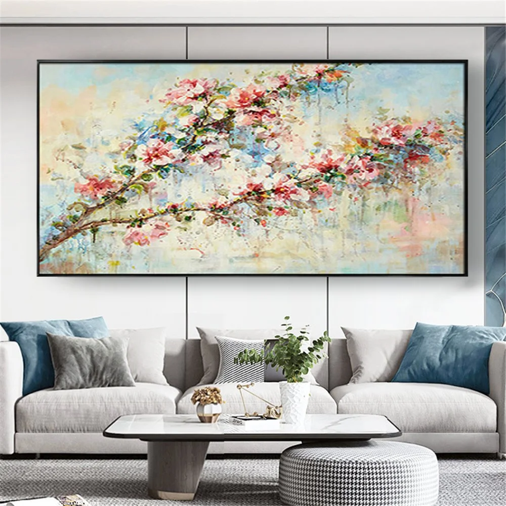 

high quality Hand Painted Tree Oil Painting abstract Palette Knife 3D Texture Flower Canvas Art Wall Pictures Cuadros Home Decor