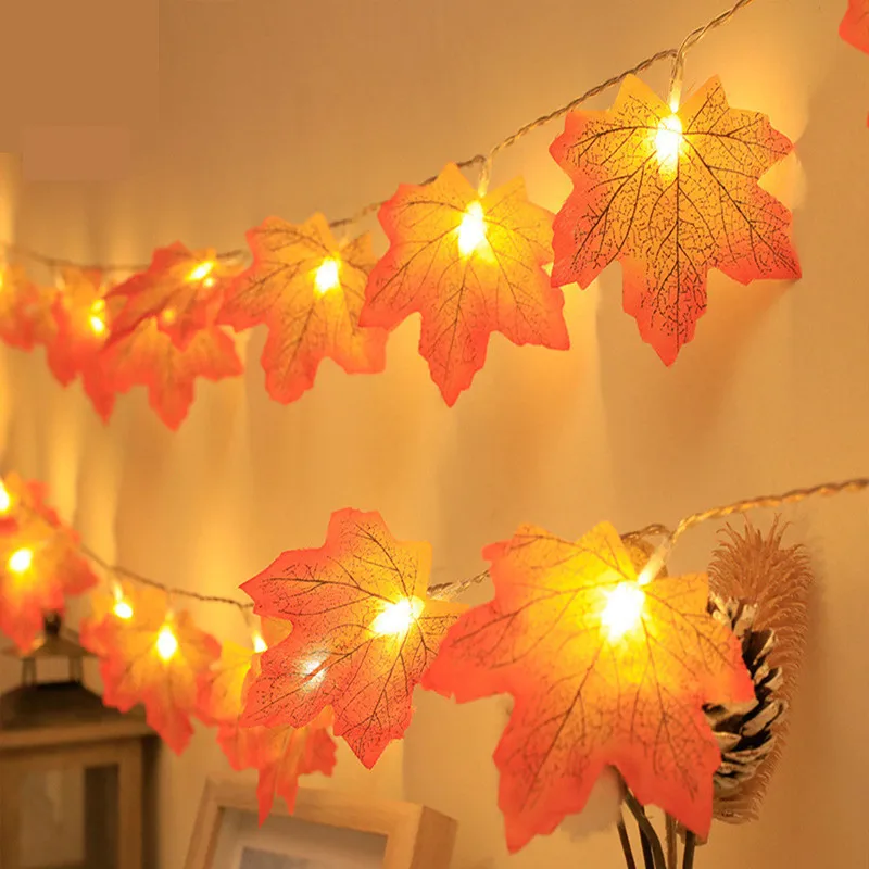 LED String Maple Leaves Fairy Garland String Lights Battery Operated Helloween Garden Home Christmas Tree Decoration Lighting