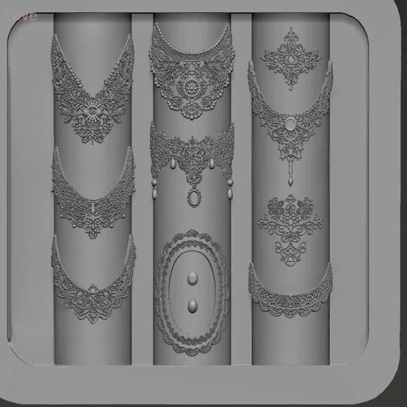 [L&P] قالب أظافر دانتيل شفاف للنساء من السيليكون بتصميم منقوش استنسل احترافي مانيكير مشغولات يدوية للاستخدام اليومي